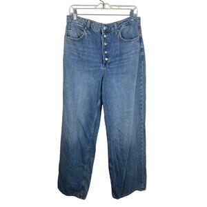 We The Free Nia Boyfriend Jeans Women 30 Blue Excellent Button Fly Straight‎ Leg